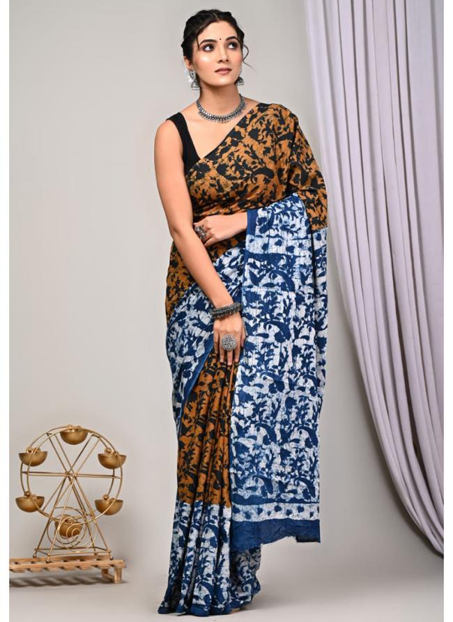 Cotton Multi Colour Casual Wear Printed Saree